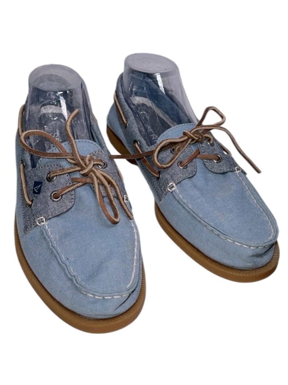 SPERRY Boat Dock Top Sider Shoes Fabric Leather Blue Tan - Men's 9.5M